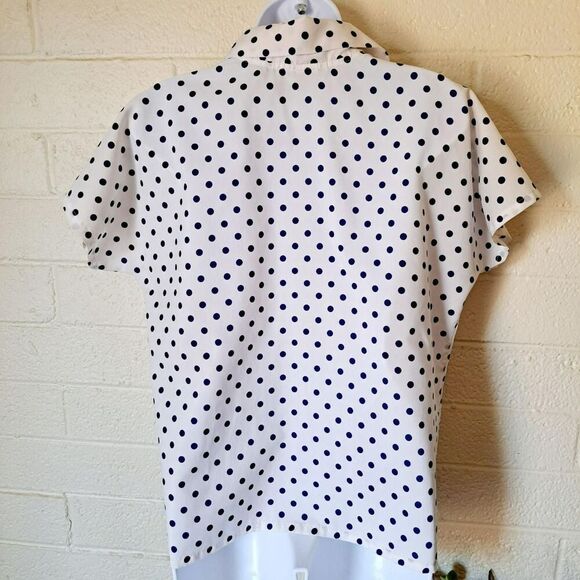90s Vintage Short Sleeve Polka Dot Button-Up Blouse - Picture 5 of 6